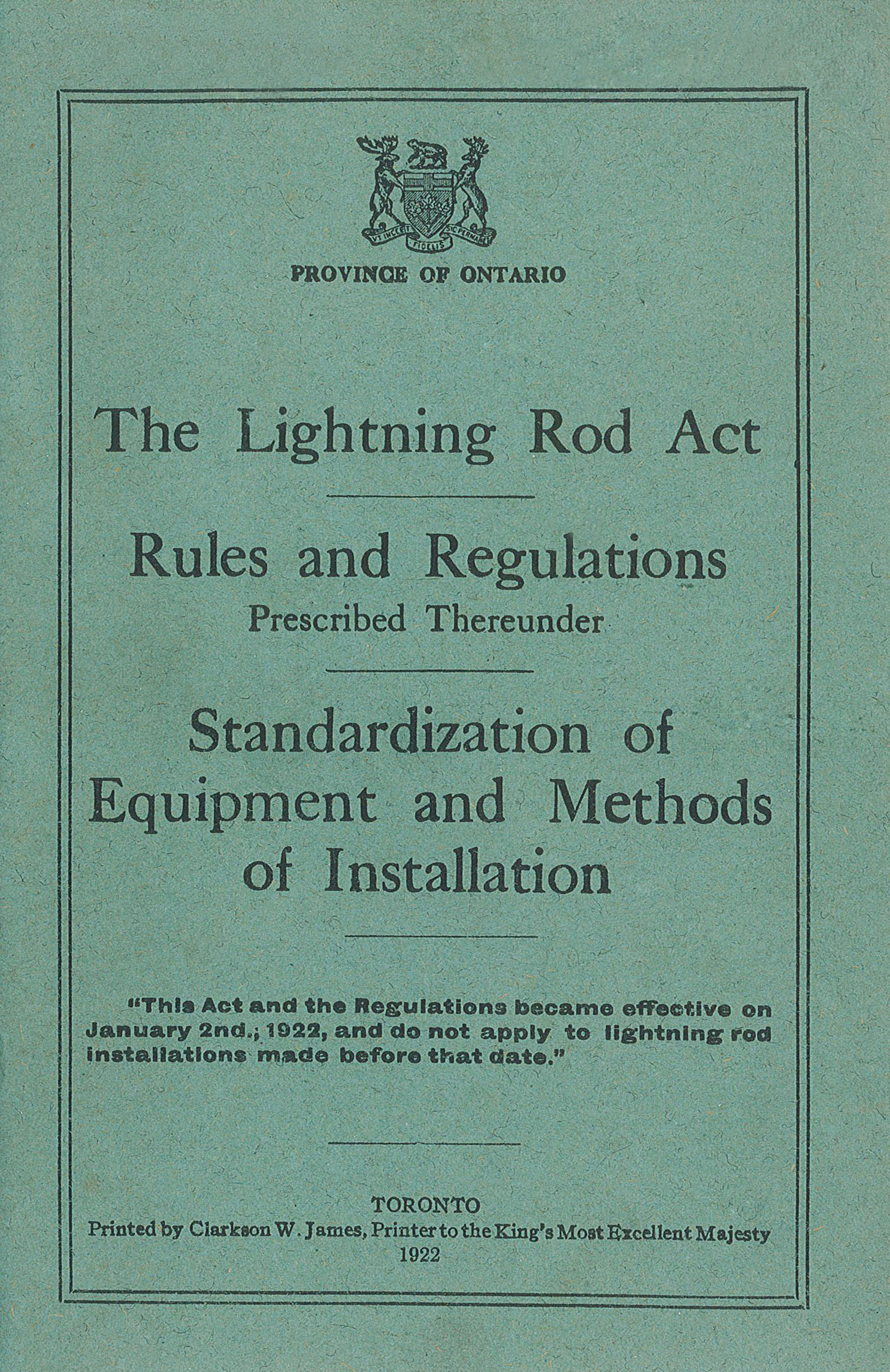 1922 Lightning Protection Standard Act